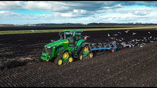 Alan Baybutt amp Sons John Deere 370 8RX amp John Deere 6195M incorporating cover crop 4K [upl. by Bernat]