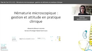 Hématurie microscopique  gestion et attitude en pratique clinique [upl. by Dulcle]