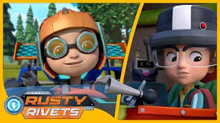 Rusty and Frankie Race  Rusty Rivets  Cartoons for Kids [upl. by Kcirdled582]