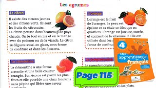 Les agrumes lecture 4 unité 4 page 115 mes apprentissages 4 page 115 [upl. by Pogue]