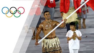 Tonga flagbearers oiled torso sparks social media frenzy [upl. by Sidra536]