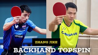 Zhang Jikes Backhand Topspin Technique  Tutorial [upl. by Neumeyer]