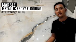 HOW TO APPLY THIS MARBLE METALLIC FLOORING ON YOUR LIVING ROOM USING EPOXY RESIN  Step by Step [upl. by Ardnwahs]