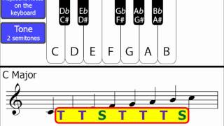 Major Scales using Tones amp Semitones wholesteps amp halfsteps [upl. by Anyt]