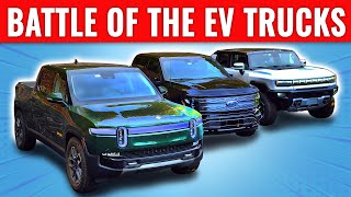 GMC Hummer EV vs Rivian R1T vs Ford F150 Lightning The Battle For Electric Truck Supremacy [upl. by Ahsimit]