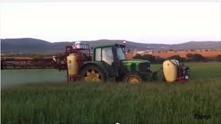 John Deere 6420 con pulverizador Hardi 18 Metros [upl. by Atirres]