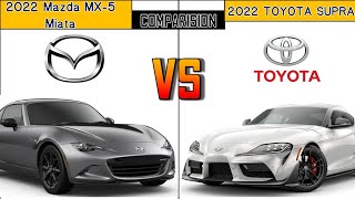 2022 Mazda MX5 Miata vs 2022 Toyota GR Supra Price Features Engine Comparison [upl. by Nomyar]