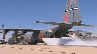 C130 Modular Airborne Fire Fighting System MAFFS Ground Discharge Test [upl. by Eikceb]