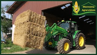 John Deere 6120M Teil 2  Weizen und Ballenladen [upl. by Esiuole]