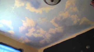 How to Paint Clouds on Ceiling  Mural Joe [upl. by Esinek963]