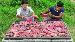 BEEF STEAK  Stone Beef Steak Recipe  Cooking Skills Village Food [upl. by Brine]