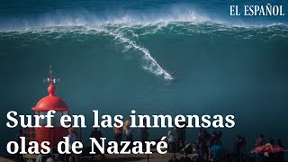 Surf en las inmensas olas de Nazaré [upl. by Ynottirb]