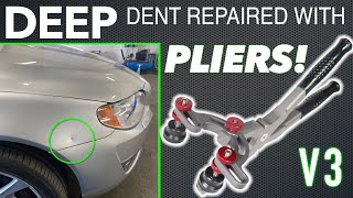 DEEP Dent Fixed With Pliers V3  Paintless Dent Repair  By DentRemover [upl. by Montagna]