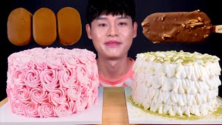 ASMR 크림폭탄케이크🍰 딸기크림케이크 생크림케이크 매그넘 티코 초코아이스크림 먹방 Cream Cakes With Chocolate Ice cream MuKBang [upl. by Eeclehc214]