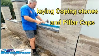 laying Copings Stones amp Pillar caps [upl. by Reinke461]