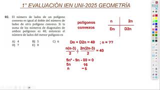 Solucionario PRIMER examen IEN UNI 2025  Geometría 📐💪 [upl. by Amaral]