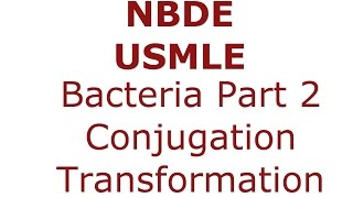 Bacteria  Conjugation Transformation Transduction NBDEUSMLE [upl. by Grayce]