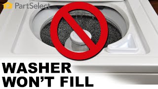 Washer Troubleshooting TopLoad Washer Wont Fill How to Fix Your Washer  PartSelectcom [upl. by Ailecec]