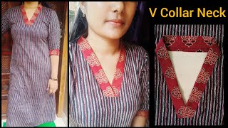 🥰V Collar Neck Cutting And Stitching Easy Method🥰 [upl. by Suzette508]