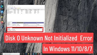 Disk 0 Unknown not Initialized Error Fix In Windows 111087 [upl. by Karlis]