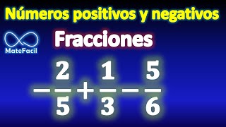 Suma y resta de Fracciones positivas y negativas Muy Fácil [upl. by Leod]