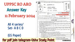 UPPSC RO ARO ANSWER KEY 2024 ROARO GS PAPER ANALYSIS UPPSC RO ARO ANSWER KEY 2023 SET A B C D [upl. by Ut27]