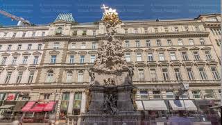 Memorial Plague column and tourists on Graben street Vienna timelapse hyperlapse [upl. by Brandi181]