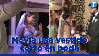 Novia usa vestido corto en boda e internautas la critican [upl. by Boulanger]