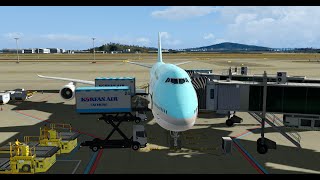 Korean Air 7478i Seoul  New York Departure  Prepar3D v4 koreanair boeing747 flightsim [upl. by Eelnayr]