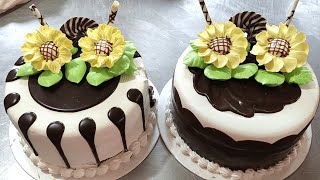 Tortas decoradas con ganache de chocolate y flores en crema  pasteles con ganache y flores [upl. by Notserc]