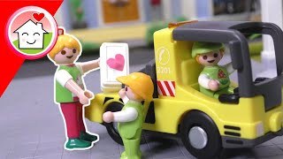 Playmobil Familie Hauser  Paul und Alex Transportservice  Anna Lena Malte Geschichte mit Lastwagen [upl. by Pheni]