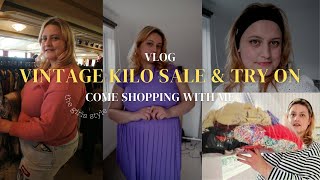 Come Vintage Kilo Sale Shopping With Me  vintageshopping tryonhaul [upl. by Mcgee]