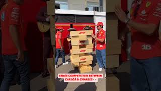 Charles Leclerc vs Carlos Sainz juegan al Jenga [upl. by Yadsendew]