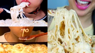 ASMR too much CREAMY PASTA ALFREDO  mukbang compilation [upl. by Eurydice]