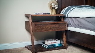 Making a Modern Nightstand  Bedside Table with Wireless Charging  How To Build  Woodworking [upl. by Angrist662]