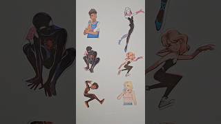 Spider Man Verse 3 Miles Morales and Gwen Art Matching Craft shorts art spiderman [upl. by Netsrijk]