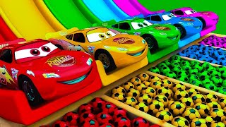 TRANSPORTING PIXAR CARS amp FRUITS WITH COLORED amp JOHN DEERE vs CLAAS vs TRACTORS  BeamNGdrive [upl. by Somisareg]