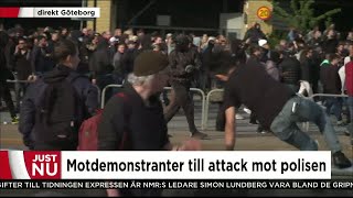 Motdemonstranter attackerar polisen  Nyheterna TV4 [upl. by Dyol372]