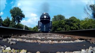 Steam train runs over my camera Norfolk and Western locomotive 611 484 HD [upl. by Anowahs431]