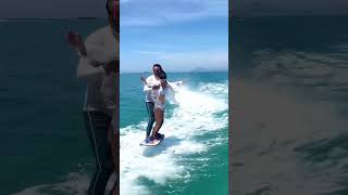 Surfing  Cute Female Student learns surfing quickly flyboarding flyboard flyboardshow surfing [upl. by Melmon]