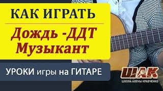 ДДТДОЖДЬ на гитаре разбор МУЗЫКАНТ разбор на гитаре ДОРОГА  В Малежик на гитаре [upl. by Nymzaj]