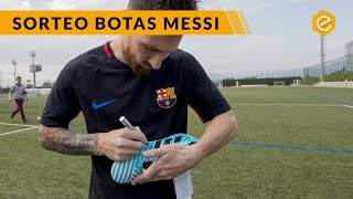 REGALAMOS LAS BOTAS DE LEO MESSI FIRMADAS [upl. by Lemay]