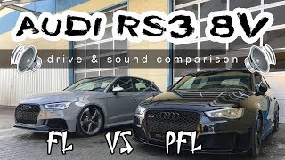 AUDI RS3 8V FL 2017 vs RS3 8V PFL 2016 Sound comparison [upl. by Quartus163]