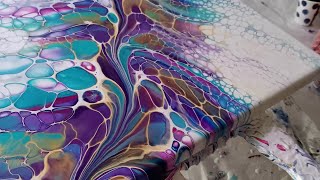 244 Paint and water CA Beautiful cells and lacing acrylicpour abstract fluidart swipe [upl. by Anirod]