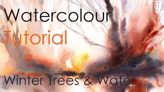 Winter Trees and Water Watercolour Tutorial [upl. by Lussi]