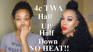 HOW TO HALF UP HALF DOWN ON SHORT 4c TWA ft Outre Dominican Curly [upl. by Chadbourne707]