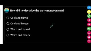 How did he describe the early monsoon rain   Class 8th English Question [upl. by Irolav]