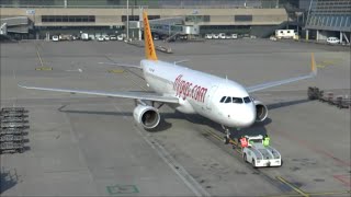 Pegasus Airbus A320 TCDCB departure from Zurich Airport [upl. by Romilly]