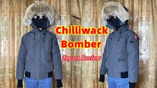 2023 Canada Goose Chilliwack Bomber Grephite Jacket Try on Review [upl. by Bouchier249]