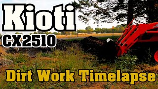 Dirt work Project Timelapse Kioti CX2510 Compact Tractor  No Sound [upl. by Anasxor]